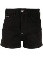 Philipp Plein short à ornements en cristal - Noir - thumbnail