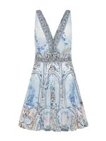Camilla robe courte à taille froncée - Blanc