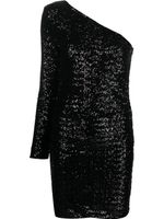 P.A.R.O.S.H. robe brodée de sequins à design asymétrique une épaule - Noir - thumbnail