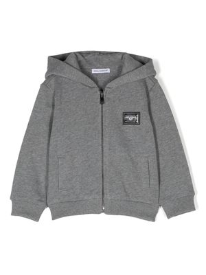 Dolce & Gabbana Kids hoodie zippé à patch logo - Gris