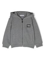 Dolce & Gabbana Kids hoodie zippé à patch logo - Gris