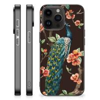 iPhone 15 Pro Max Dierenprint Telefoonhoesje Pauw met Bloemen