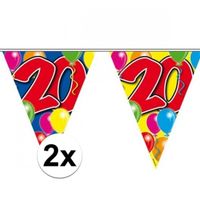 2x Leeftijd versiering vlaggenlijnen 20 jaar 10 meter