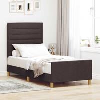 Bedframe met hoofdeinde Donkerbruin 90 x 190 cm Stof
