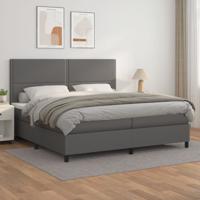 Boxspring met matras kunstleer grijs 200x200 cm