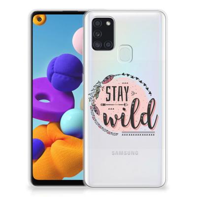 Samsung Galaxy A21s Telefoonhoesje met Naam Boho Stay Wild Samsung Galaxy A21s Telefoonhoesje met Naam Boho Stay Wild