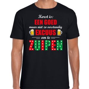 Kerst goed excuus om te zuipen fout Kerstshirt bier / T-shirt zwart voor heren L  -