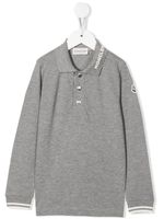 Moncler Enfant polo en coton à patch logo - Gris - thumbnail