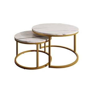 Meubella Salontafel Rica - Wit marmerlook - Goud - Set van 2