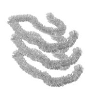Kerstslingers - 3x stuks - glitter zilver - folie - 180 x 7 cm - kerstboom versiering/guirlandes