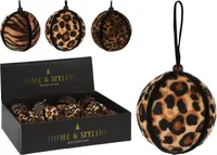 Kunststof kerstbal met dierenprint 3 assorti - thumbnail