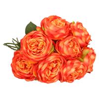 8x Oranje rozen kunstbloemen 66 cm