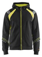 Blåkläder Hooded Sweatshirt hele rits Visible 34331158 | Zwart/High-Vis Geel | Maat S - 7330509595800