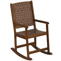 Houten Schommelstoel met PU Zitting Rubberwood Frame Ergonomische Schommelstoel voor Binnen en Buiten voor Veranda Tuin