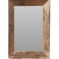 Spiegel/wandspiegel - teak hout - bruin - rechthoek - 70 x 50 cm
