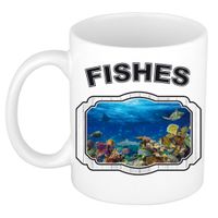 Dieren vis beker - fishes/ vissen mok wit 300 ml - thumbnail