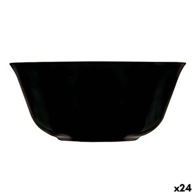 Kom Luminarc Carine Negro Zwart Glas 12 cm Multifunctioneel (24 Stuks)