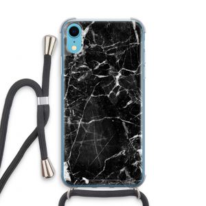 Zwart Marmer 2: iPhone XR Transparant Hoesje met koord