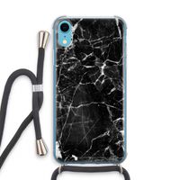 Zwart Marmer 2: iPhone XR Transparant Hoesje met koord