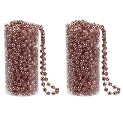 Kralenslinger - 2x stuks - koper - kunststof - 8 meter - kerstversiering/kerstslingers Kralenslinger - 2x stuks - koper - kunststof - 8 meter - kerstversiering/kerstslingers