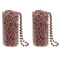 Kralenslinger - 2x stuks - koper - kunststof - 8 meter - kerstversiering/kerstslingers Kralenslinger - 2x stuks - koper - kunststof - 8 meter - kerstversiering/kerstslingers