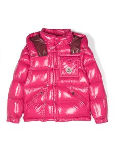 Moncler Enfant veste matelassée à patch logo - Rose