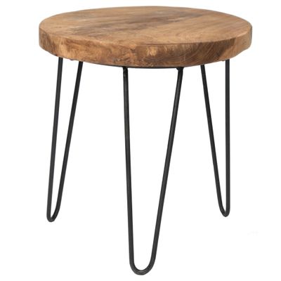 Bijzettafeltje/krukje Decowood - teak hout/metaal - D40 x H45 cm Bijzettafeltje/krukje Decowood - teak hout/metaal - D40 x H45 cm