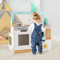 2 in 1 Kinderkeuken Dubbelzijdig Pretend Play Set Speelkeuken Kinderspeelkeuken Groen