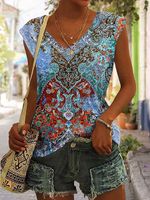 Vintage Loose V Neck Tank Top - thumbnail