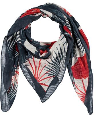 Sarlini Vierkante Sjaal Leaves Blauw/Rood