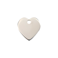 Heart roestvrijstalen dierenpenning small/klein 2,01 cm x 2,01 cm - RedDingo