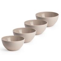 Plasticforte Schaaltjes - 4x stuks - kunststof - kommetjes - dessert/ontbijt - D14 x H6 cm - taupe