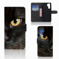 Huawei P30 Pro Telefoonhoesje met Pasjes Zwarte Kat - thumbnail