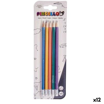 Potlood Set Pincello Geel Blauw Groen Multicolour Oranje Paars Taart (12 Stuks)