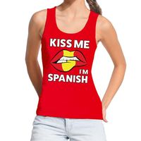 Kiss me I am Spanish rood fun-t tanktop voor dames XL  -