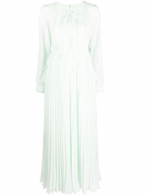 Self-Portrait robe longue à design plissé - Vert