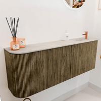 Toiletmeubel Mondiaz Joya Dlux | 111.6 cm | Meubelkleur Dusk | Faye wastafel Ostra Wasbak Rechts | 1 kraangat