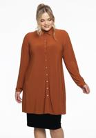 Yoek Blouse met gouden knoopjes | Bruin | Maat 38/40