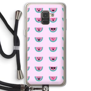 Smiley watermeloenprint: Samsung Galaxy A8 (2018) Transparant Hoesje met koord