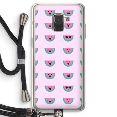 Smiley watermeloenprint: Samsung Galaxy A8 (2018) Transparant Hoesje met koord