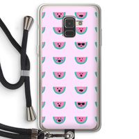 Smiley watermeloenprint: Samsung Galaxy A8 (2018) Transparant Hoesje met koord