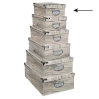 5Five Opbergdoos/box - Houtprint licht - L28 x B19.5 x H11 cm - Stevig karton - Treebox   -