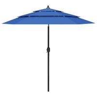 VidaXL Parasol 3-laags met aluminium paal 2,5 m azuurblauw