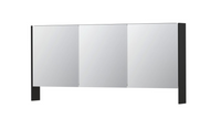 INK SPK3 spiegelkast met 3 dubbel gespiegelde deuren, open planchet, stopcontact en schakelaar 160 x 14 x 74 cm, mat zwart - thumbnail