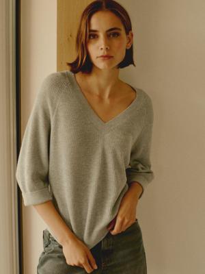 Ribgebreide trui van cashmere en katoen