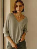 Ribgebreide trui van cashmere en katoen