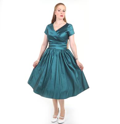 Ava Swingdress in Turquoise Stretch Tafetta-XS | 61% korting Ava Swingdress in Turquoise Stretch Tafetta-XS | 61% korting
