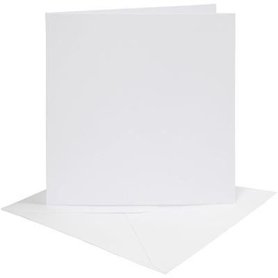 Creativ Company Kaarten en enveloppen, afmeting kaart 15,2x15,2 cm, afmeting envelop 16x16 cm, 230 gr, wit, 4 set/ 1 doos
