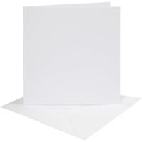 Creativ Company Kaarten en enveloppen, afmeting kaart 15,2x15,2 cm, afmeting envelop 16x16 cm, 230 gr, wit, 4 set/ 1 doos