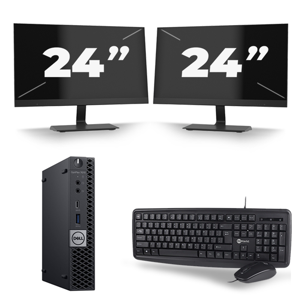 Dell Optiplex 7070 Micro USFF - Intel Core i5-9e Generatie - 16GB RAM - 256GB SSD - Windows 11 + 2x 24 inch Monitor